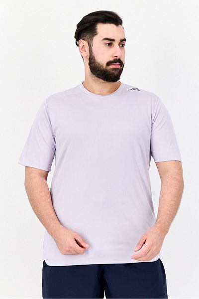 adidas Men Slim Fit Short Sleeve Training T-shirts, Light Purple