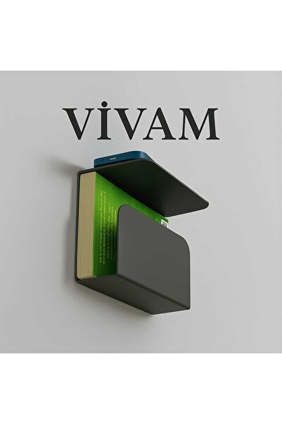 VİYAM Kitaplıklı Yüzen Gece Sehpası, Modern Yüzen Komodin, Minimalist Kitaplık Dekoru, Masa Rafı
