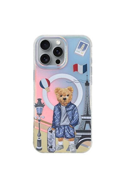 REDz Accessories Carcasă Zuck Bear pentru iPhone 16 Pro, Darnell Matte Laser, compatibilă cu Magsafe, Paris, multicoloră