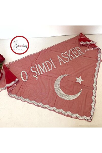 Gelincimherşey Kırmızı Ay Yıldızlı O Şimdi Asker Yazılı Asker Duvağı
