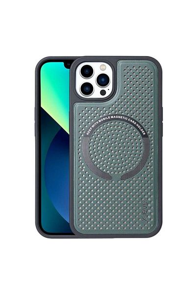 REDz Accessories Magic Magnet Case, Magsafe, X-level, For Iphone 13 Pro Max, Wireless Charging, Dark Green