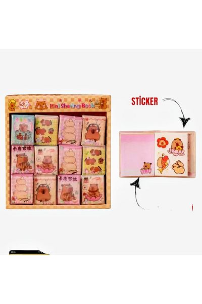 izmir yazici servis Capybara Mini Sticker and Notebook Water-Covered (5 Pcs) Capybara Silvery Water-Covered Sequin Cover