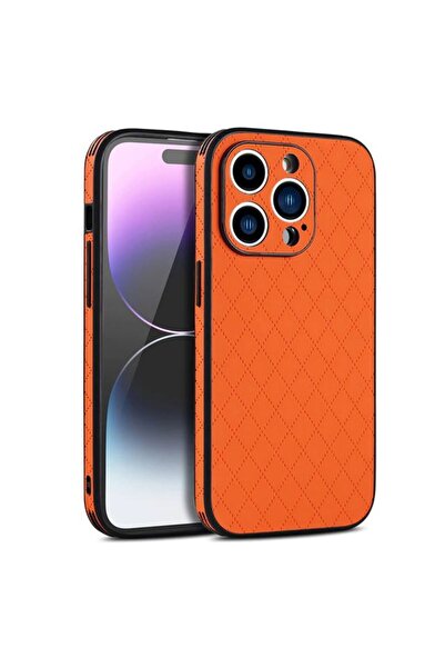 REDz Accessories Ромбичен калъф, Съвместим с iPhone 14 Pro, Мека кожена визия...