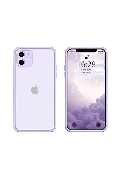 REDz Accessories Carcasă cu margini colorate, compatibilă cu iPhone 12 Pro, butoane colorate, semitransparentă, violet