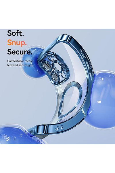 REDz Accessories Carcasă pentru iPhone 16 Pro, Luxe Armor, Magsafe, protecție cameră, silicon, transparentă, albastru închis