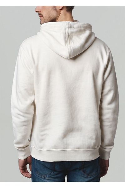 KonforA Oversize White 3 Thread Raster Unisex Door Sweatshirt Hoodie
