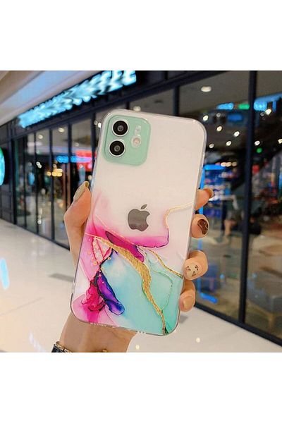 REDz Accessories Carcasă Artistic Design, silicon, compatibilă cu iPhone 12 Pro, transparentă, verde