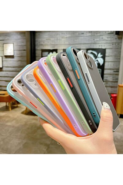 REDz Accessories Carcasă cu margini colorate, compatibilă cu iPhone 13 Pro Max, butoane colorate, semitransparentă, portocalie