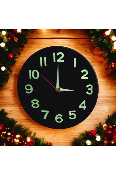 Bahat Children's Room Phosphorescent 3D Relief Numeral Metal Mini Wall Clock Diameter 19.5 cm Small Clock No Glass