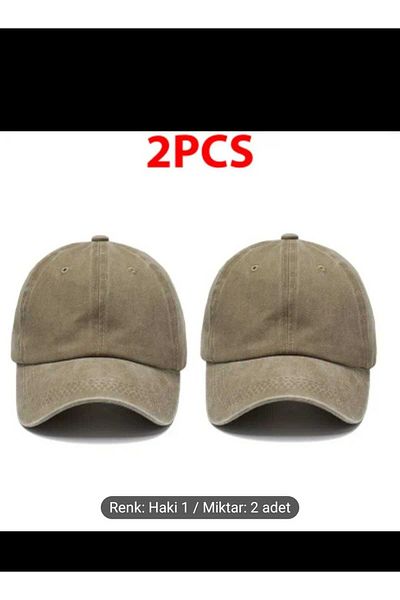 WOHOME Pălărie unisex cu aspect vintage din 2 piese - șapcă din bumbac lavabil