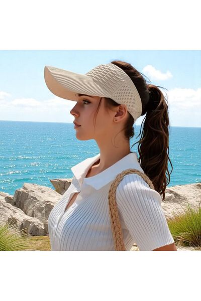 SOSYETEZGAHI Water Wave Sun Hat Elastic Knitted Hat,Breathable Women's Long Edge Sunshade Hat Sports Sapka