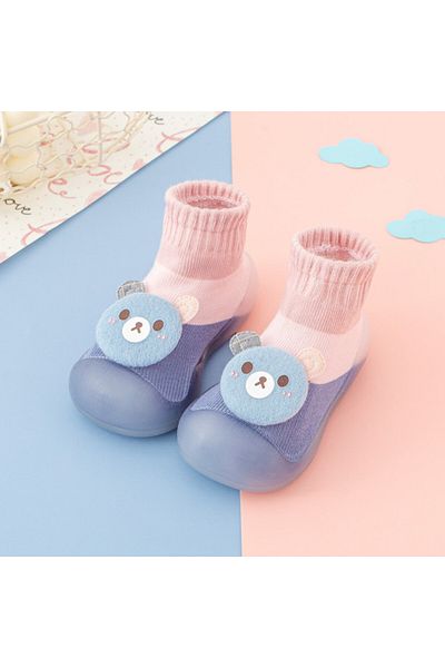 Superbaby Mocasini in nuante de roz si lila cu talpa antiderapanta - Ursulet