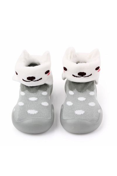 Superbaby Gray loafers with non-slip silicone sole - Kitty