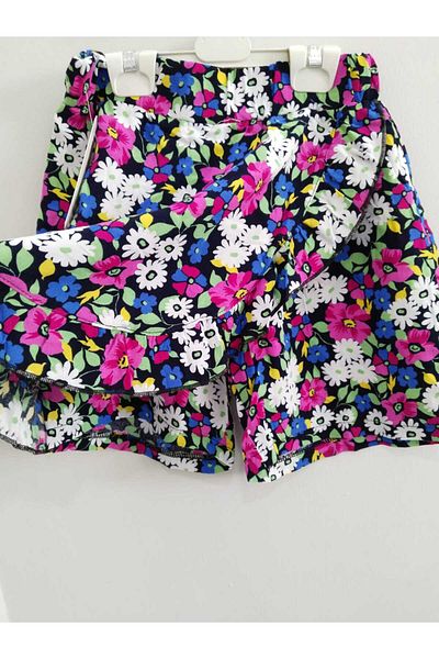 Store Black Floral Patterned Girl's Shorts Skirt