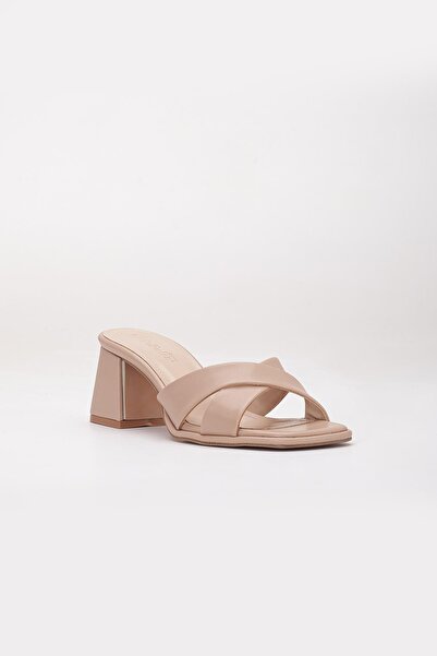 Dilimler Ayakkabı Papuci cu toc pentru femei de mărime mare, cu bretele încrucișate, cu toc scurt