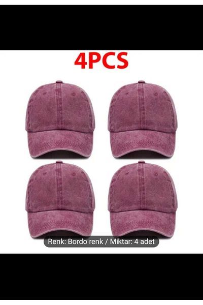 WOHOME Set de 4 pălării unisex cu aspect vintage - șapcă din bumbac lavabil
