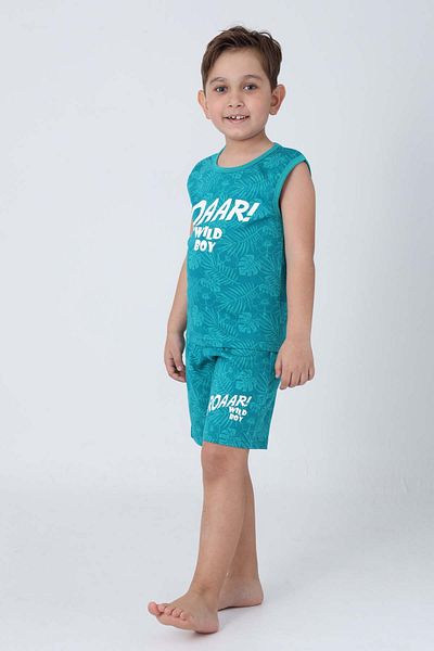 GRI MOR TEKSTIL Boy's Cotton Zero Sleeve Shorts Suit