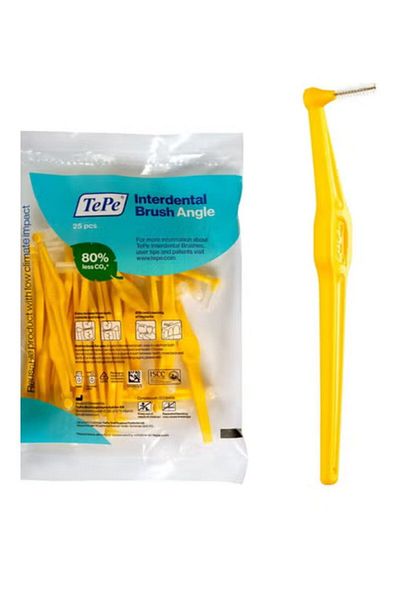 TePe Yellow 0.7mm Angled Interdental Brushes 25 Pieces