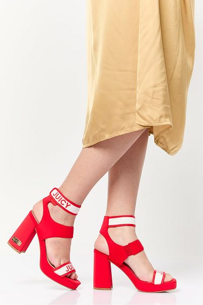Juicy Couture Women Jc- Glisten Velcro Closure Sandals, Red