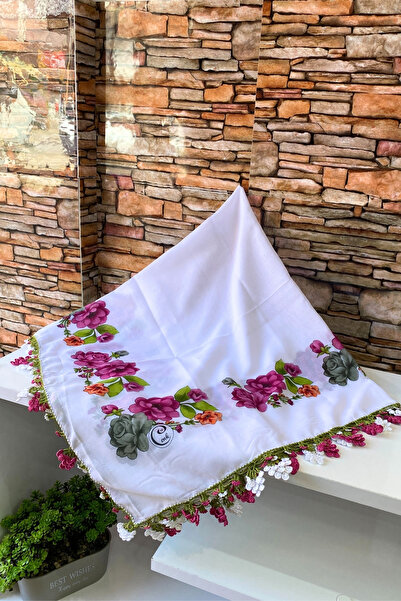 Cenk El Işi Oyalı Üzümlü Eşarp Tülbent Yazma Hediyelik/çeyizlik