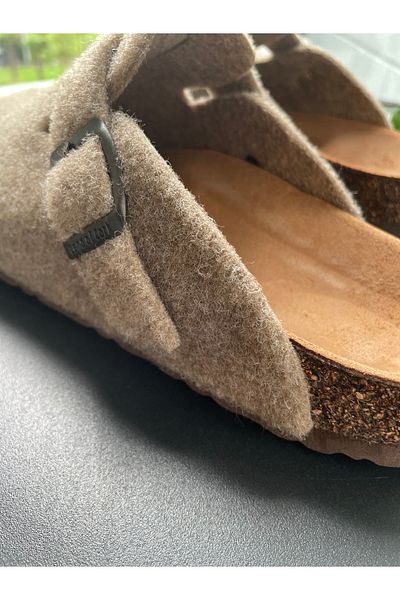 Land of Cork Sabo Closed Unisex Anatomical Natural Cork Sole Natural Felt Wool Slippers