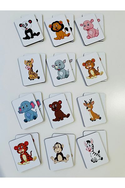 Sapphireworks Wooden Intelligence Cards Matching Game Cute Wild Animals