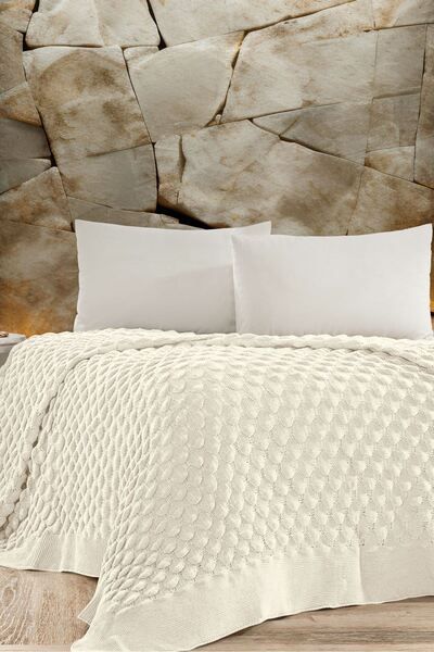 DOUX HOME STELLA Triko Yatak Örtüsü 220 X 240 (KEMİK)