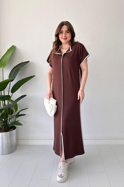 MaziButik Φόρεμα Modal με άκρες καφέ