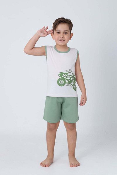 GRI MOR TEKSTIL Boy's Cotton Zero Sleeve Shorts Suit