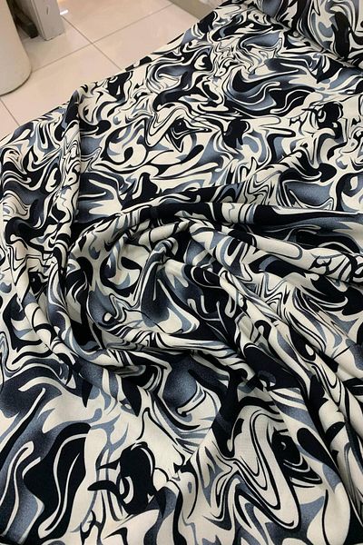 Evimmis Patterned Cotton Viscose Fabric Dress Skirt Baggy Fabric Suitable for Sewing Width: 150 cm