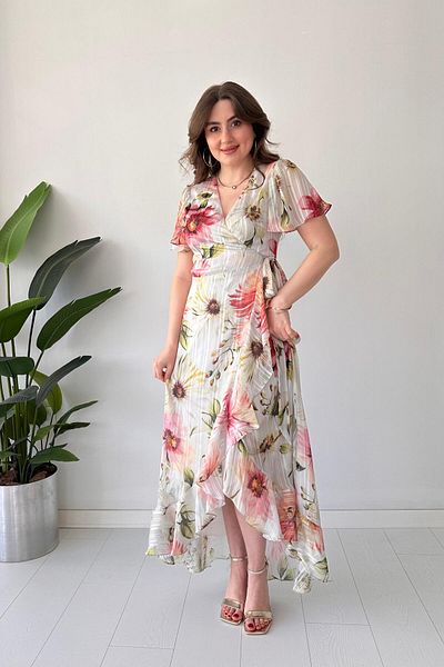 MaziButik Floral Flounce Dress Colorful