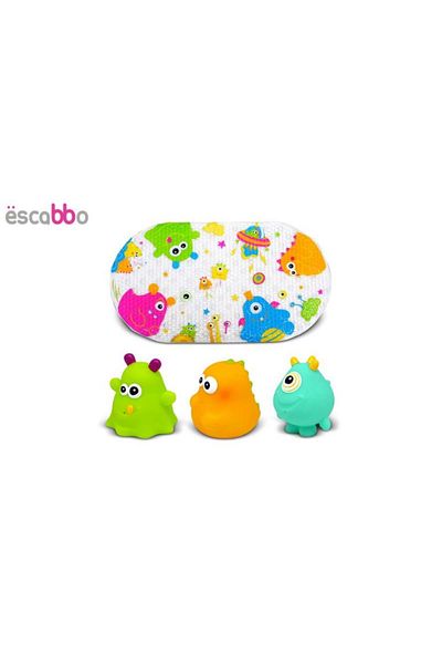 Knorrtoys Bath Mat Set And 3 Toys "happy Little Monsters" Escabbo 37025