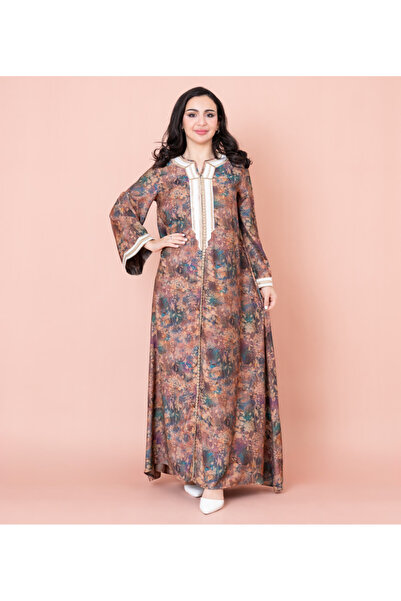 IKKXA جلابية مطرزة بطبعة زهور