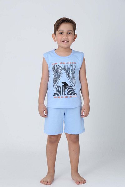 GRI MOR TEKSTIL Boy's Cotton Zero Sleeve Shorts Suit