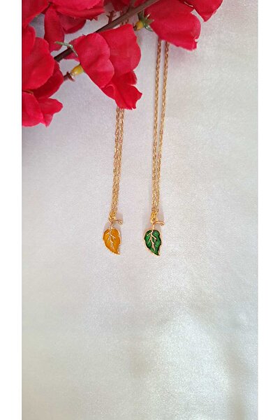 SOUL BY A&B 2li yaprak kolye yeşil sarı yaprak arkadaşlık kolyesi bff kolye