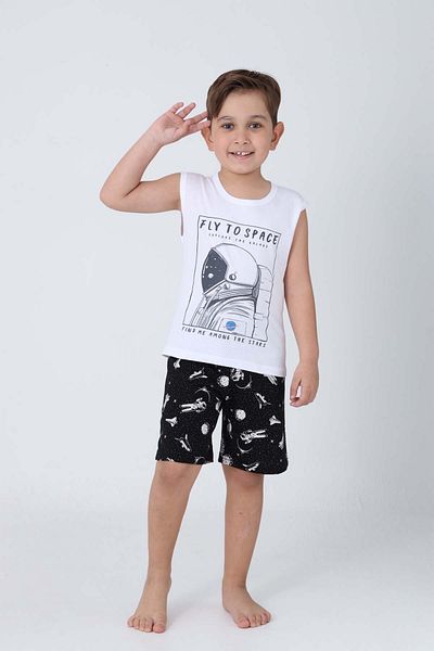 GRI MOR TEKSTIL Boy's Cotton Zero Sleeve Shorts Suit