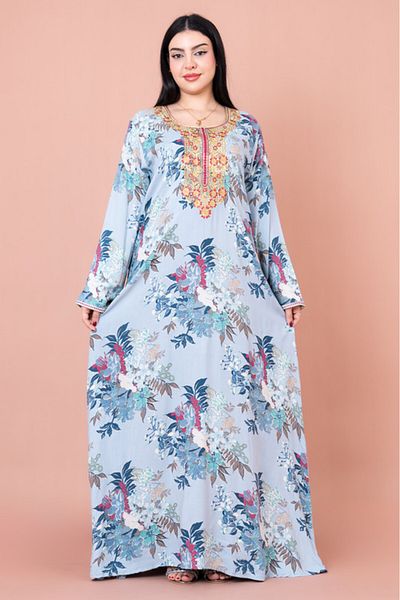 IKKXA Floral Embroided Modern Jalabiya