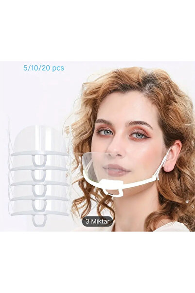 Marmara 3 adet SEFFAF BUGU ONLEYİCİ MASKE KUAFOR HEMSİRE EV KADİNİ UNİSEX