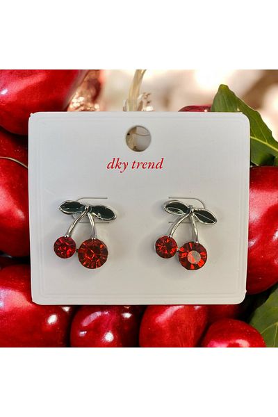 DKY Stylish Small Size Women's Earrings with Cherry Figure