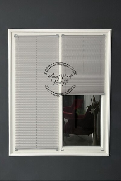 Macit Design Gri Katlanabilir Plise Perde, Cam Balkon Perdeleri, Ofis Perdele...