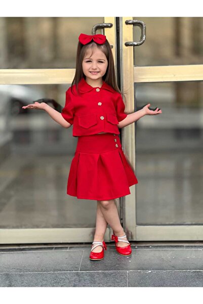 EsareModa Kız Çocuk Yeni Sezon Ceket Etek İçlik 4 lü Şık Takım