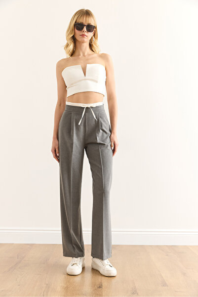 Olalook Kadın Füme Boxer Detaylı İpli Cepli Palazzo Pantolon PNT-19000315