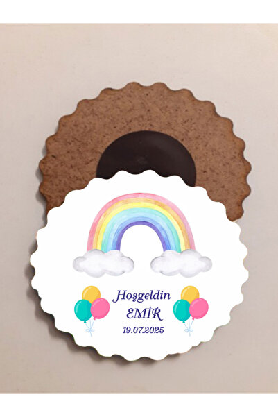 edoy Kişiye Özel Ahşap Doğum Günü Magneti – 50 Adet | Yenidoğan & 1 Yaş Kutla...