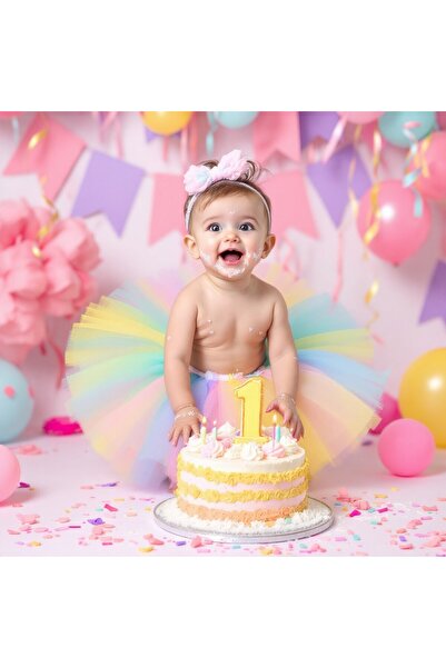 Armada 0-2 Years Old Girl Soft Pastel Macaron Unicorn Mixed Color Crystal Tulle Tutu Skirt