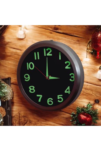 Bahat Phosphorescent Metal 3D Embossment Numeral Mini Wall Clock Diameter 20 cm Small Clock