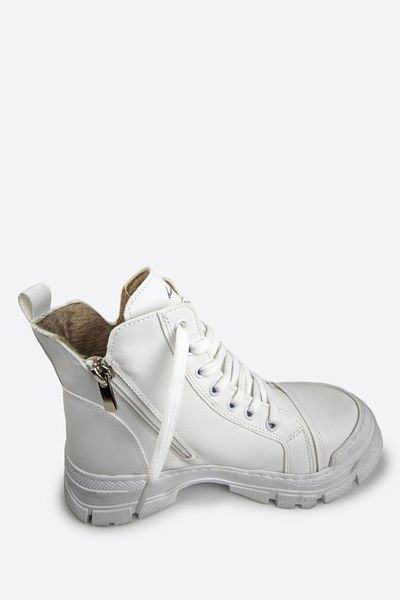 Gold Step Zippered White Women's Boots 24K-082B