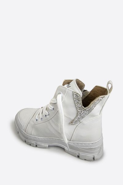 Gold Step Zippered White Women's Boots 24K-082B