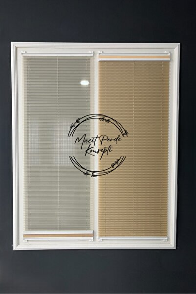 Macit Design Gece Gündüz Katlanabilir Koyu Krem Çiftli Plise Perde, Cam Balko...