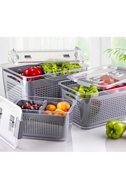 Genel Markalar 3lü süzgeçli ve bölmeli Dolap içi Ve Buzdolabı organizer Sebze...
