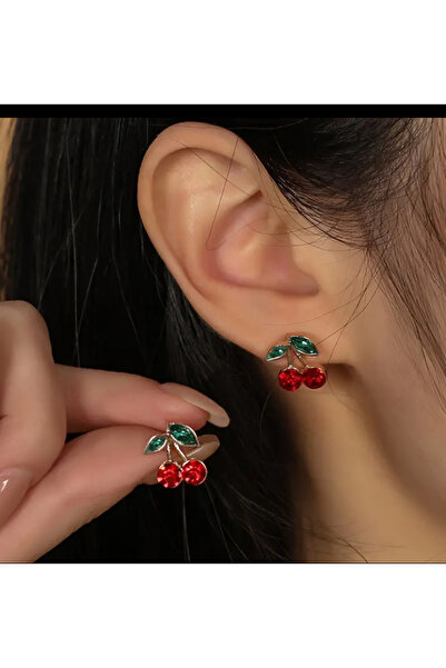 DKY KİRAZ FİGÜRLÜ ŞIK KÜÇÜK BOY KADIN KÜPE